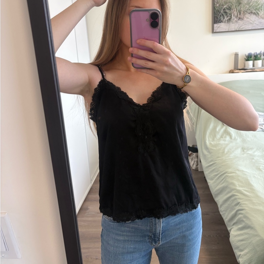 Black Lace Trim Cami